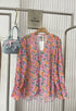 Floral Pleated V-Neck Chiffon Shirts